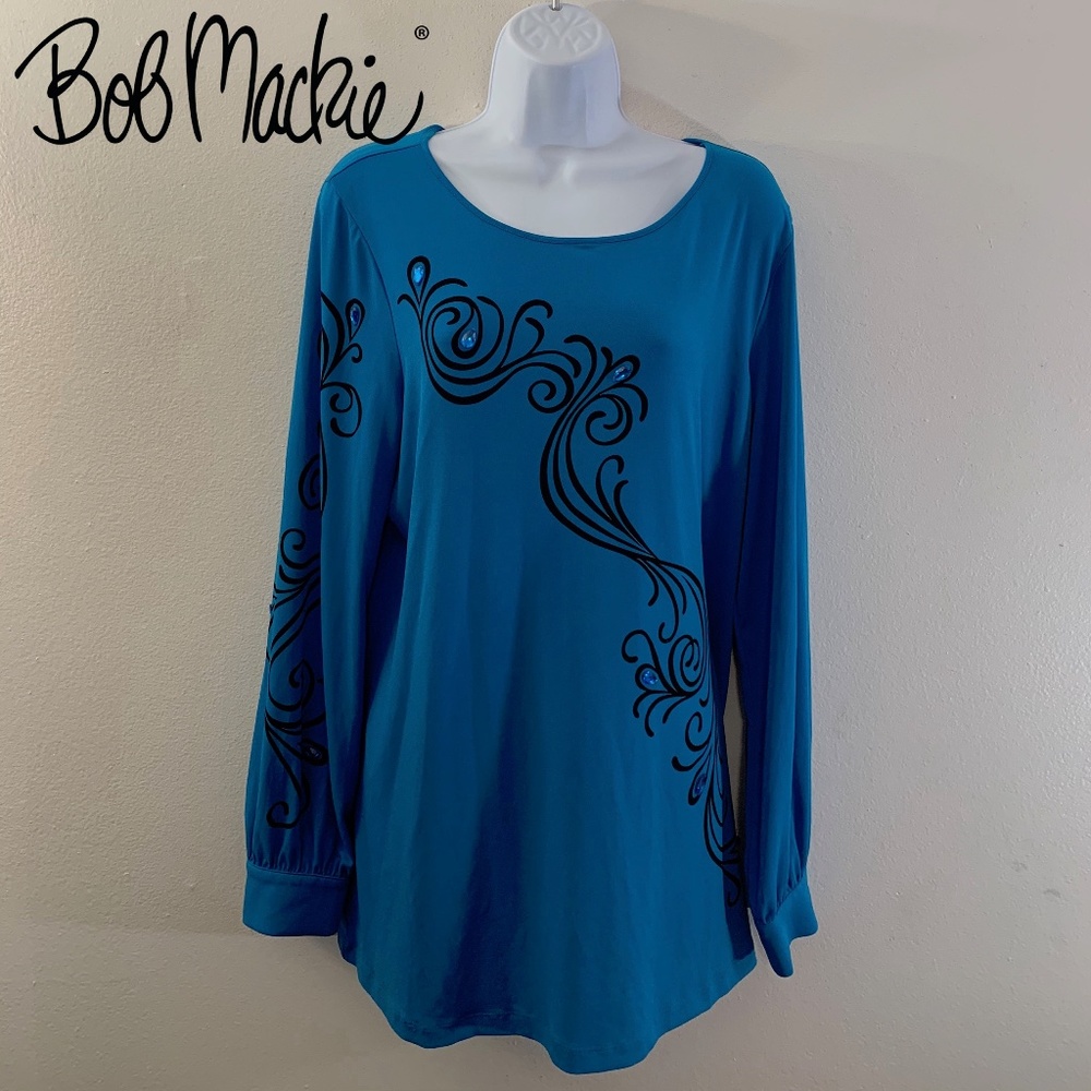 Bob Mackie Wearable Art Blouse Large RARE style - Picture 2 of 5